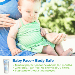 Baby Sunscreen - Zinc Oxide Bulk Gallon Size - Mineral protection for infants, zinc-only formula, tear-free, stays put.