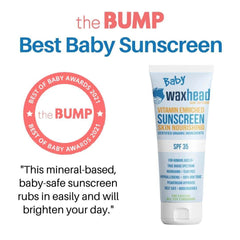 Baby Mineral Sunscreen Zinc Oxide in a tube, award-winning baby-safe sunscreen, SPF 35, skin nourishing formula.