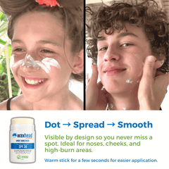 Children applying Reef Safe Zinc Sunscreen Stick for effective sun protection and easy application.