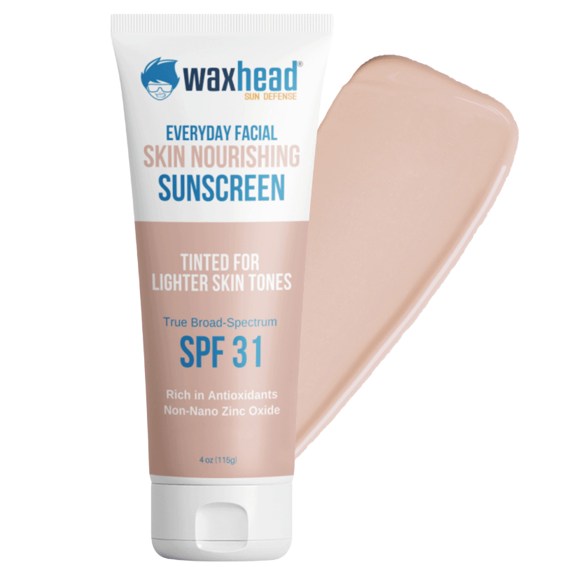 Waxhead Mineral Tinted Sunscreen for Face in a tube with a light tint for lighter skin tones and SPF 31 protection.