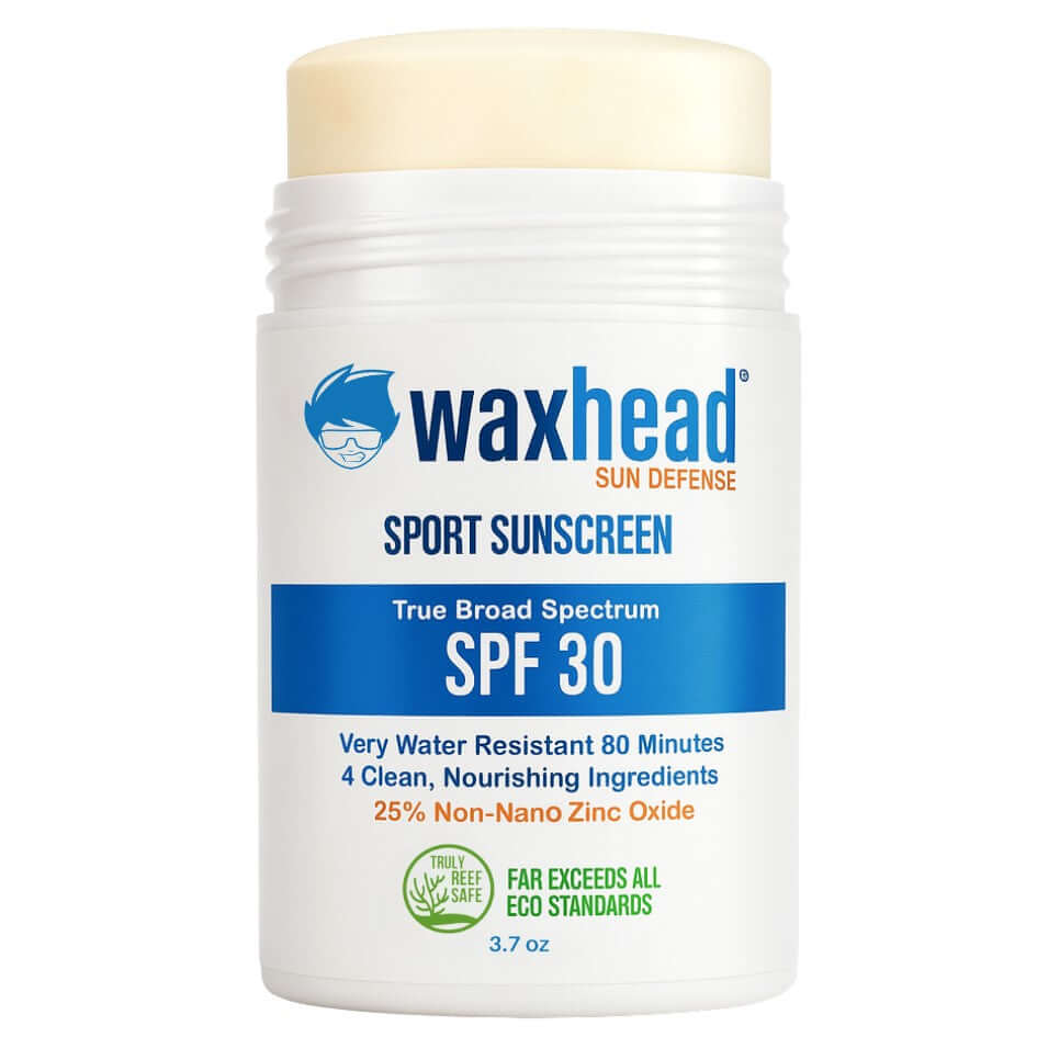 Reef Safe Zinc Sunscreen Stick by Waxhead, 3.7oz, SPF 30, very water resistant and eco-friendly mineral protection.