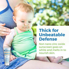 Baby Mineral Sunscreen Zinc Oxide applied on a child, demonstrating thick protection and nourishing skin.