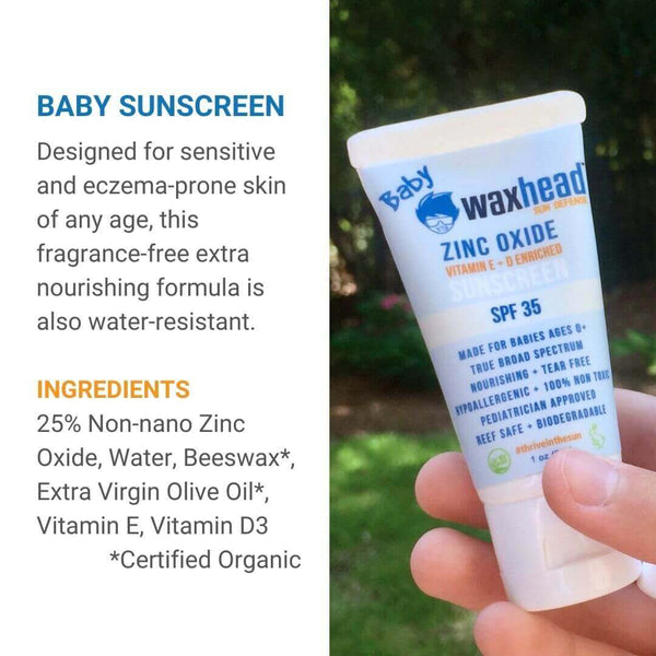 Waxhead Starter Kit Baby Sunscreen tube, SPF 35, designed for sensitive skin, eco-friendly and nourishing formula.