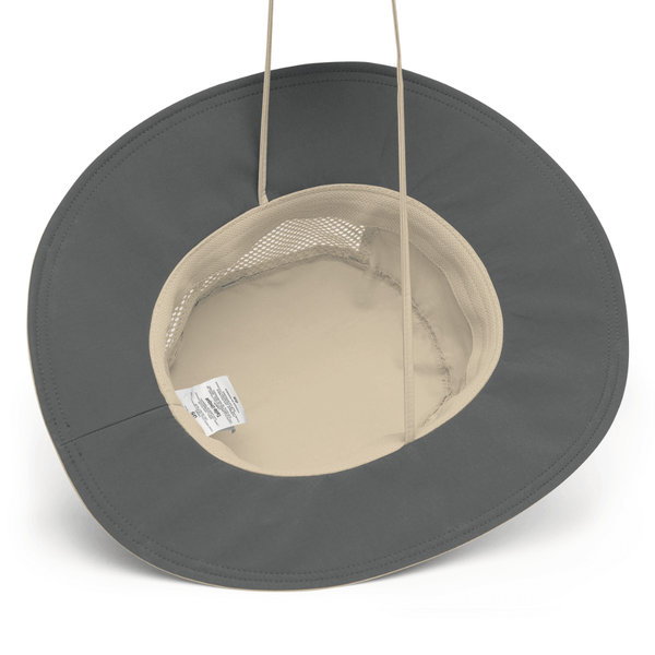 Close-up of Omni-Wick™ sweatband and mesh side panels on tan packable hat