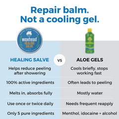Healing Salve Shea Butter Balm comparison with aloe gels highlighting benefits of soothing repair.