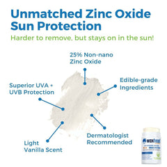 Unmatched Zinc Oxide Sun Protection features 25% Non-nano Zinc Oxide and edible-grade ingredients.