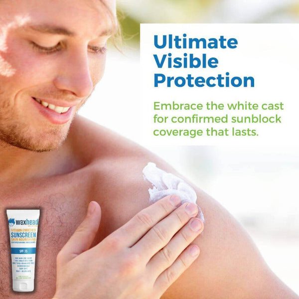 Zinc Oxide Sunscreen - Vitamin Enriched applied to skin for ultimate visible protection against sun exposure.