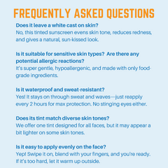 Frequently asked questions about Reef-Safe Tinted Zinc Sunscreen Paste for Face regarding skin compatibility and application.