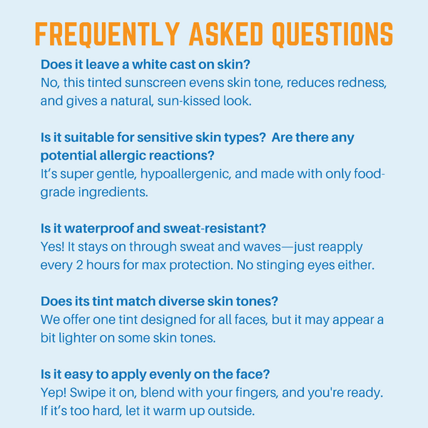 Frequently asked questions about Reef-Safe Tinted Zinc Sunscreen Paste for Face regarding skin compatibility and application.