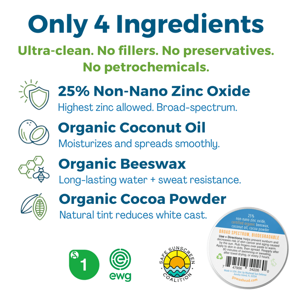 List of ingredients for a skincare product with icons and text on a white background