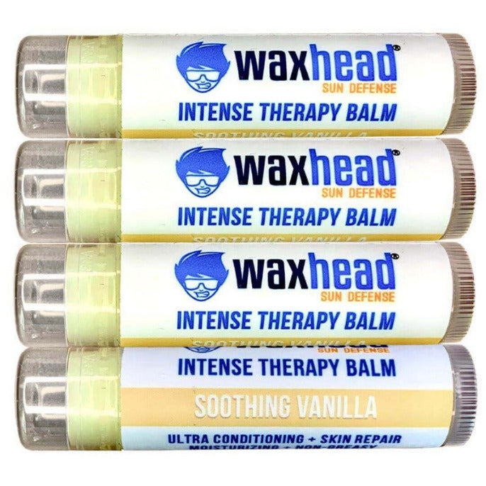 Vanilla Healing Lip Balm tubes from Waxhead for intense lip therapy and skin repair.