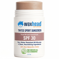 Tinted Zinc Sunscreen Stick for Face by Waxhead featuring SPF 30, water-resistant and reef-safe formula.