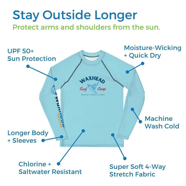 Boys Rash Guard Long Sleeve Waxhead Zinc Oxide Sunscreen Reef Safe Sunscreen Zinc Sunscreen