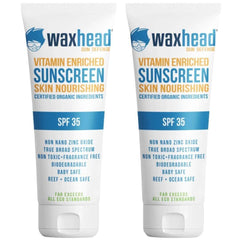 Zinc Oxide Sunscreen - Vitamin Enriched twin pack with SPF 35, featuring certified organic ingredients and baby-safe formula.