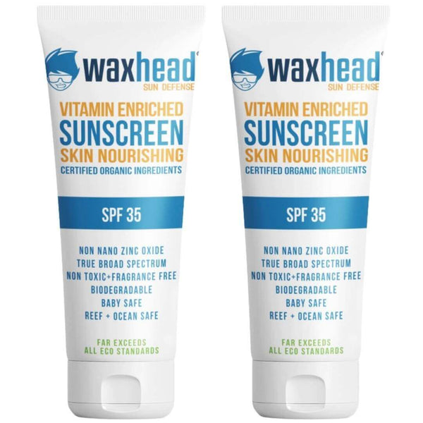 Zinc Oxide Sunscreen - Vitamin Enriched twin pack with SPF 35, featuring certified organic ingredients and baby-safe formula.