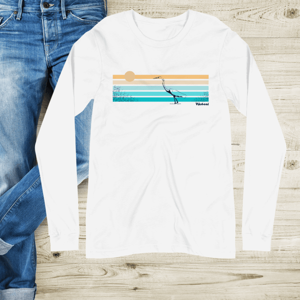 Waxhead Salt Marsh Graphic Long Sleeve T Shirt - Low Country Cotton Tee Shirts - Men, Women, Adult 